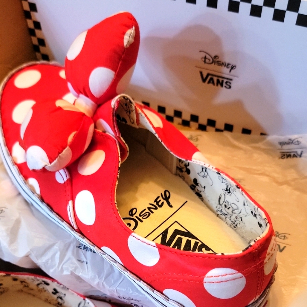 Disney Vans Minnie Bow - Red and White W/Polka Dots: Women Size 10.5/Men Sz 9